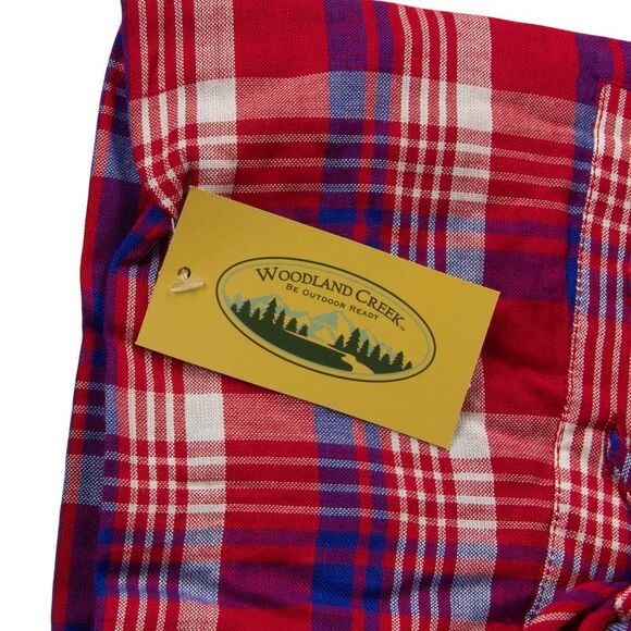 Woodland Creek Women's Front Lace-Up Long Sleeve Shirt in Red & Blue Plaid, XL - Picture 8 of 8